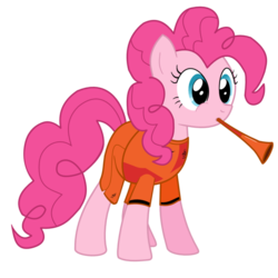 Size: 894x894 | Tagged: safe, artist:isegrim87, pinkie pie, g4, clothes, female, football, holland, jersey, musical instrument, netherlands, simple background, solo, transparent background, vector, vuvuzela