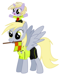 Size: 802x997 | Tagged: safe, artist:isegrim87, derpy hooves, dinky hooves, pegasus, pony, g4, female, flag, football, mare, mouth hold, rainbow dashs coaching whistle, referee, simple background, transparent background, vector, whistle, whistle necklace