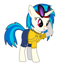 Size: 827x900 | Tagged: safe, artist:isegrim87, dj pon-3, vinyl scratch, pony, unicorn, g4, clothes, female, football, glasses, hooves, horn, jersey, mare, simple background, smiling, solo, sunglasses, sweden, teeth, transparent background, vector, vinyl's glasses