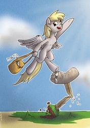 Size: 1556x2200 | Tagged: safe, artist:distoorted, derpy hooves, pegasus, pony, g4, bag, female, letter, mail, mailbag, mailbox, mare, solo