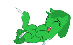Size: 1098x677 | Tagged: safe, artist:drugzrbad, artist:katcreeper, oc, oc only, base used, hoof tickling, hooves, katherine creeper, laughing, tickling
