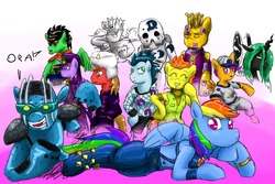 Size: 1280x853 | Tagged: safe, artist:kingofboars, big macintosh, queen chrysalis, rainbow dash, scootaloo, soarin', spitfire, twilight sparkle, earth pony, pony, g4, diver down, emporio alnino, f.f., foo fighters, hermes costello, jojo's bizarre adventure, jolyne cujoh, jotaro kujo, kiss (stand), male, narciso anasui, oraoraoraoraoraoraoraoraora, stallion, star platinum, star platinum: the world, stone free, stone ocean, weather report