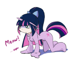 Size: 1826x1483 | Tagged: safe, artist:fenix-dream, twilight sparkle, angel, g4, anarchy stocking, breasts, clothes, costume, crossover, footed sleeper, not twilight sparkle, pajamas, panty and stocking with garterbelt, small breasts, stockinglight, twilight cat, you're doing it wrong