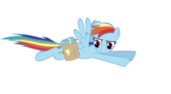 Size: 1406x768 | Tagged: safe, artist:smokeysun, rainbow dash, g4, hurricane fluttershy, female, saddle bag, simple background, solo, transparent background, vector