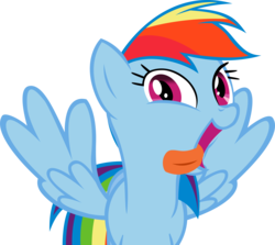 Size: 6000x5360 | Tagged: safe, artist:miketueur, rainbow dash, pegasus, pony, a bird in the hoof, g4, absurd resolution, female, looking at you, mare, open mouth, simple background, solo, tongue out, transparent background, vector