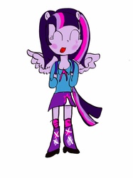 Size: 1280x1707 | Tagged: safe, twilight sparkle, anthro, equestria girls, g4, clothes, female, shirt, shoes, skirt, solo