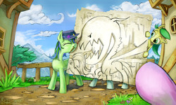 Size: 2400x1440 | Tagged: safe, artist:ruffu, oc, oc only, pony, drawing, fourth wall, paintbrush