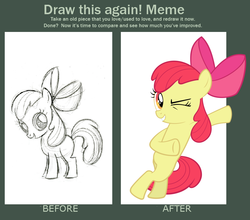 Size: 844x744 | Tagged: safe, artist:lauren faust, apple bloom, g4, before and after, deviantart, draw this again, parody