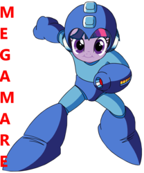 Size: 683x820 | Tagged: safe, artist:bucky, twilight sparkle, g4, capcom, crossover, female, mega man (series), megamare, simple background, solo, text, transparent background