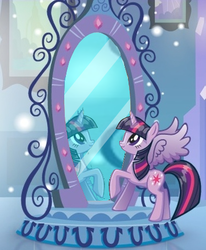 Size: 375x456 | Tagged: safe, artist:kanrabat, twilight sparkle, pony, equestria girls, g4, exploitable meme, magic mirror, magic mirror meme, meme, not so magical mirror, subverted meme, twilight sparkle (alicorn)