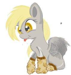 Size: 788x831 | Tagged: artist needed, safe, derpy hooves, pegasus, pony, g4, clothes, cute, diabetes, female, mare, raspberry, socks, solo