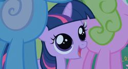 Size: 639x344 | Tagged: safe, screencap, daisy, flower wishes, shoeshine, twilight sparkle, earth pony, pony, unicorn, g4, the cutie mark chronicles, big eyes, cute, dilated pupils, filly, filly twilight sparkle, solo focus