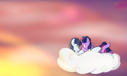 Size: 1280x768 | Tagged: dead source, safe, artist:kryptchild, soarin', twilight sparkle, alicorn, pony, g4, cloud, cloudy, dusk shine, gay, half r63 shipping, incorrect leg anatomy, male, prince dusk, rule 63, shipping, soardusk, soarlight, sunset, twilight sparkle (alicorn)