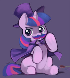 Size: 650x716 | Tagged: safe, artist:ende26, twilight sparkle, g4, cape, clothes, cute, female, filly, hat, moustache, solo, top hat