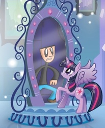 Size: 375x456 | Tagged: safe, artist:advanceddefense, twilight sparkle, oc, oc:a.d.s., human, equestria girls, g4, exploitable meme, magic mirror, magic mirror meme, meme, twilight sparkle (alicorn)