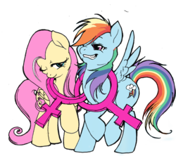 Size: 867x771 | Tagged: safe, artist:flutterdashwhore, fluttershy, rainbow dash, pegasus, pony, g4, duo, female, lesbian, ship:flutterdash, shipping