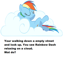 Size: 500x460 | Tagged: safe, rainbow dash, g4, bronybait, cloud, meta, what do