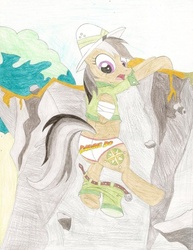 Size: 784x1018 | Tagged: source needed, safe, artist:wjmmovieman, daring do, pegasus, pony, g4, adventure, clothes, female, hanging, humiliation, panties, solo, traditional art, underwear, wardrobe malfunction, we don't normally wear clothes, white underwear