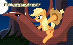 Size: 432x270 | Tagged: safe, artist:mittsies, artist:tiarawhy, applejack, g4, animated, applequest, crying, female, palindrome get, role reversal, tentacles