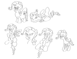 Size: 1413x1093 | Tagged: safe, rarity, g4, fat, monochrome, sketch dump, solo, wings