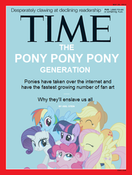 Size: 500x664 | Tagged: safe, applejack, fluttershy, pinkie pie, rainbow dash, rarity, twilight sparkle, g4, fake, faker than a three dollar bill, join the herd, magazine, mane six, meme, time magazine, welcome to the herd