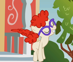 Size: 850x720 | Tagged: safe, edit, screencap, twist, call of the cutie, g4, cropped, female, glasses, happy, jumping, ponyville schoolhouse, school, smiling, solo