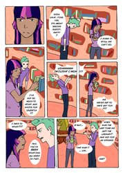 Size: 755x1058 | Tagged: safe, artist:demdoodles, spike, twilight sparkle, comic:measurements, g4, comic, female, humanized, male, ship:sparity, shipping, straight