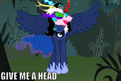 Size: 1019x681 | Tagged: safe, princess luna, oc, g4, give me a head, meme, tiara ultima