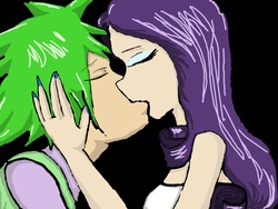 Size: 1600x1200 | Tagged: safe, artist:15madycat, rarity, spike, human, g4, duo, eyes closed, female, humanized, kiss on the lips, kissing, making out, male, ship:sparity, shipping, straight