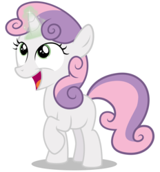 Size: 6500x7000 | Tagged: safe, artist:caliazian, sweetie belle, pony, unicorn, g4, sleepless in ponyville, .ai available, absurd resolution, female, filly, foal, magic, open mouth, simple background, solo, sweetie belle's magic brings a great big smile, transparent background, vector