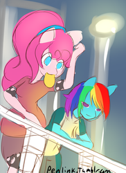 Size: 800x1100 | Tagged: safe, artist:penlink, pinkie pie, rainbow dash, anthro, g4, 30 minute art challenge