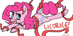 Size: 1280x640 | Tagged: safe, artist:lizzyoli-ravioli, pinkie pie, earth pony, pony, g4, 30 minute art challenge, bondage, female, mare, tentaclepie, tentacles, tongue out