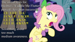 Size: 1920x1080 | Tagged: safe, fluttershy, spike, g4, cuddling, fourth wall, image macro, snuggling, text