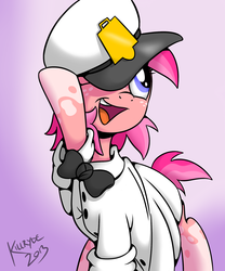 Size: 1280x1536 | Tagged: dead source, safe, artist:killryde, oc, oc only, oc:strawberry milk, accessory swap, clothes, milkmare, solo, uniform