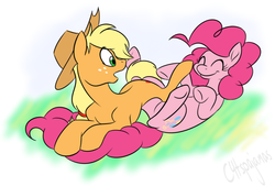 Size: 1218x823 | Tagged: safe, artist:calicopikachu, applejack, pinkie pie, g4, female, lesbian, ship:applepie, shipping