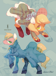 Size: 654x900 | Tagged: safe, artist:rikose, applejack, big macintosh, earth pony, pony, g4, clothes, fashion, male, stallion