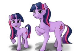 Size: 869x577 | Tagged: artist needed, safe, twilight sparkle, pony, unicorn, g4, duality, looking at you, unicorn twilight, young twilight, younger