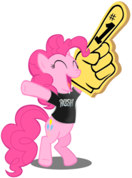 Size: 770x1038 | Tagged: safe, pinkie pie, g4, female, foam finger, rush, simple background, solo, transparent background, vector