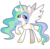 Size: 850x840 | Tagged: safe, artist:nekozneko, princess celestia, alicorn, pony, g4, female, jewelry, panty and stocking with garterbelt, raised hoof, regalia, simple background, solo, spread wings, style emulation, transparent background, wings