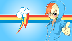 Size: 3419x1923 | Tagged: safe, artist:misterbrony, rainbow dash, human, g4, female, humanized, solo