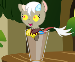 Size: 3600x3000 | Tagged: safe, artist:beavernator, discord, g4, baby, chocolate milk, eris, glass, rule 63, table, younger