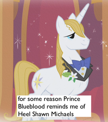 Size: 500x560 | Tagged: safe, prince blueblood, g4, pony confession, shawn michaels, tumblr, wwe, wwf