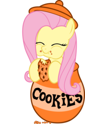 Size: 4007x5828 | Tagged: safe, artist:filpapersoul, fluttershy, pony, g4, absurd resolution, cookie, cookie jar, cookie jar pony, cute, eating, female, food, shyabetes, simple background, solo, transparent background, vector
