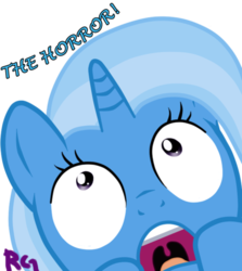 Size: 500x561 | Tagged: artist needed, safe, trixie, pony, unicorn, g4, female, mare, reaction image, solo, the horror