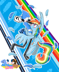 Size: 2000x2416 | Tagged: safe, artist:mordecairigbylover, rainbow dash, g4, crossover, crossover shipping, male, mordecai, mordedash, regular show, shipping