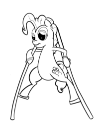 Size: 703x900 | Tagged: artist needed, safe, pinkie pie, g4, female, monochrome, solo, stilts