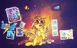 Size: 800x500 | Tagged: safe, artist:syntactics, spitfire, oc, g4, poster, sad, wonderbolts