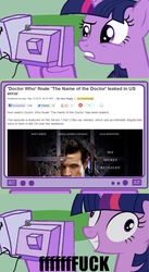 Size: 416x760 | Tagged: safe, twilight sparkle, g4, doctor who, exploitable meme, news, spoiler, tv meme