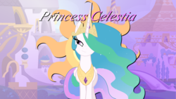 Size: 1920x1080 | Tagged: safe, princess celestia, g4, canterlot, canterlot castle, castle, cutie mark, front view, solo, wallpaper