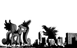 Size: 960x600 | Tagged: safe, princess cadance, kaiju, g4, crossover, godzilla, godzilla (series), macro